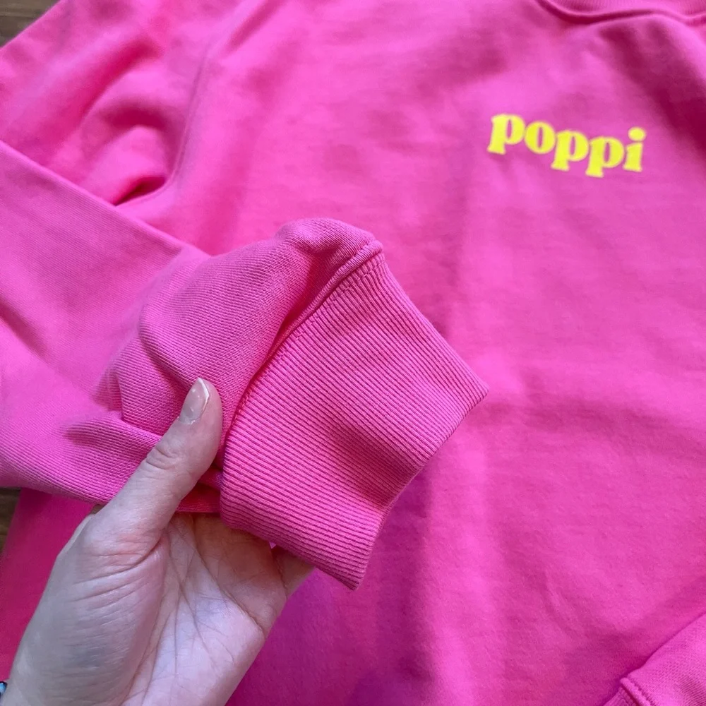 NWOT Poppi Crewneck Sweatshirt in Bright Pink - Picture 2 of 5